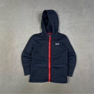 Patagonia Kids Dark Blue Hoodie with Bright Red Zipper